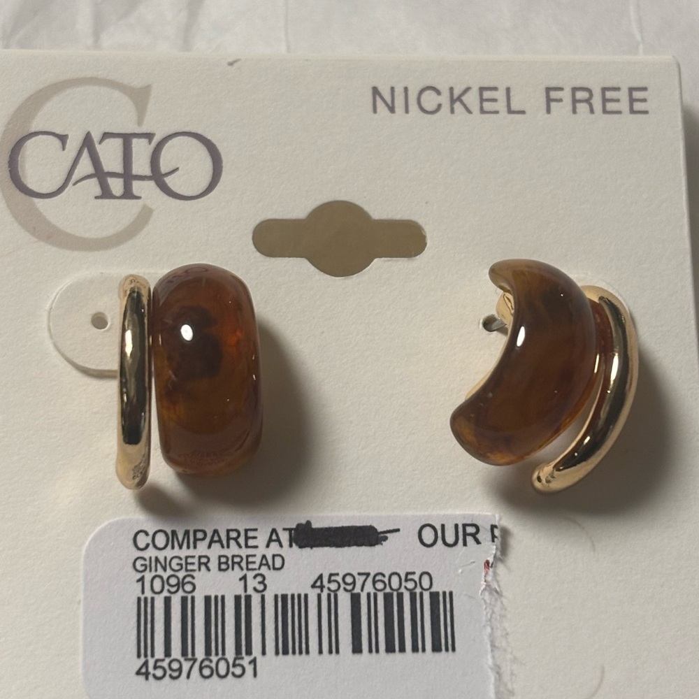 Cato Gold and Brown Crescent Earrings